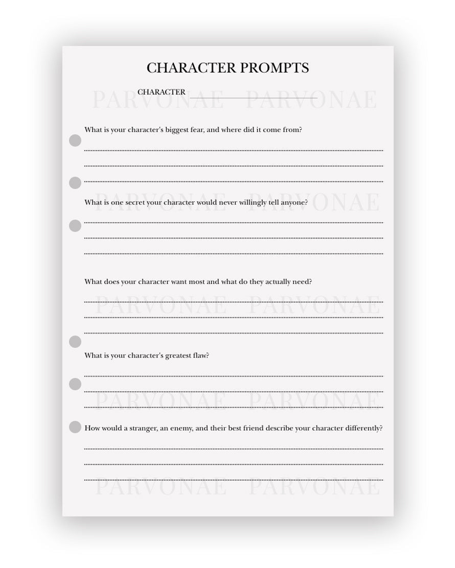 Character Prompts - Planner Insert