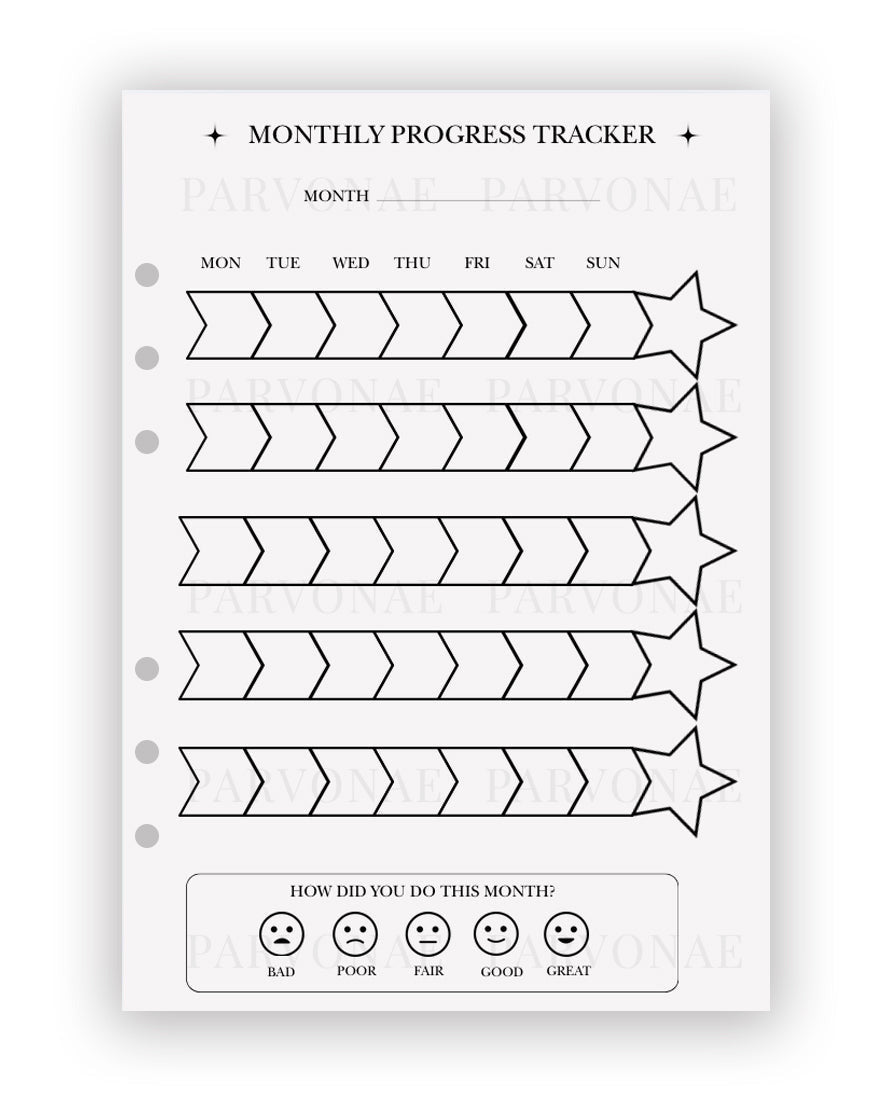 Monthly Progress Tracker - Planner Insert