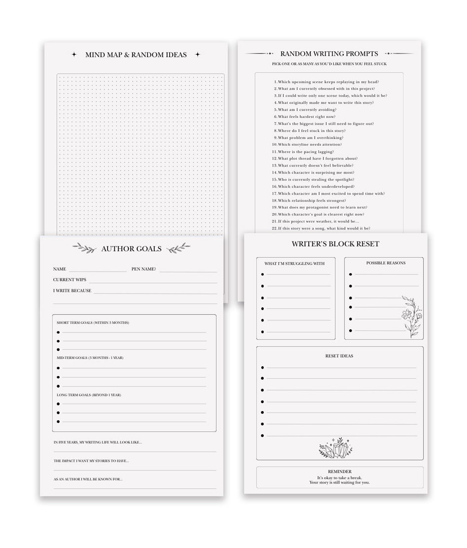 Author Check-In Planner Insert Page Bundle