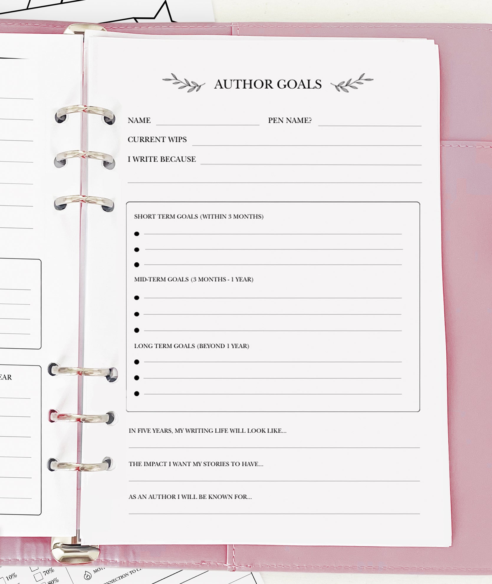 Author Goals - Planner Insert
