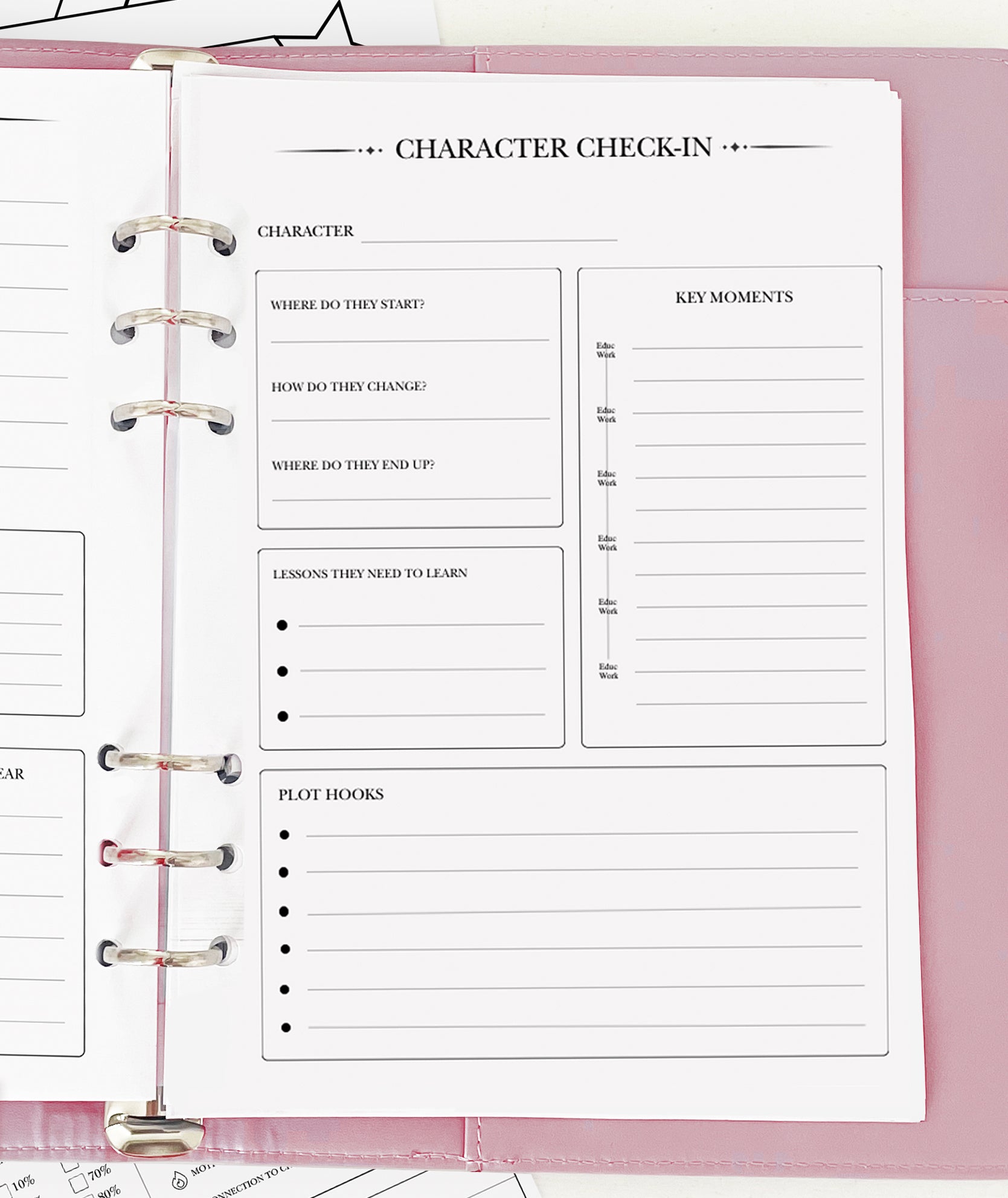 Character Check In - Planner Insert