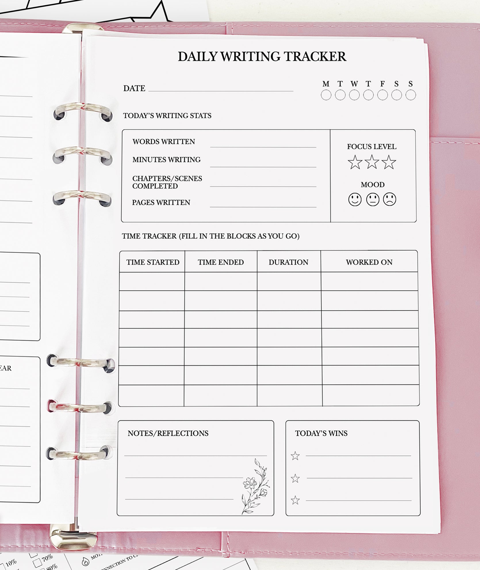 Daily Writing Tracker - Planner Insert