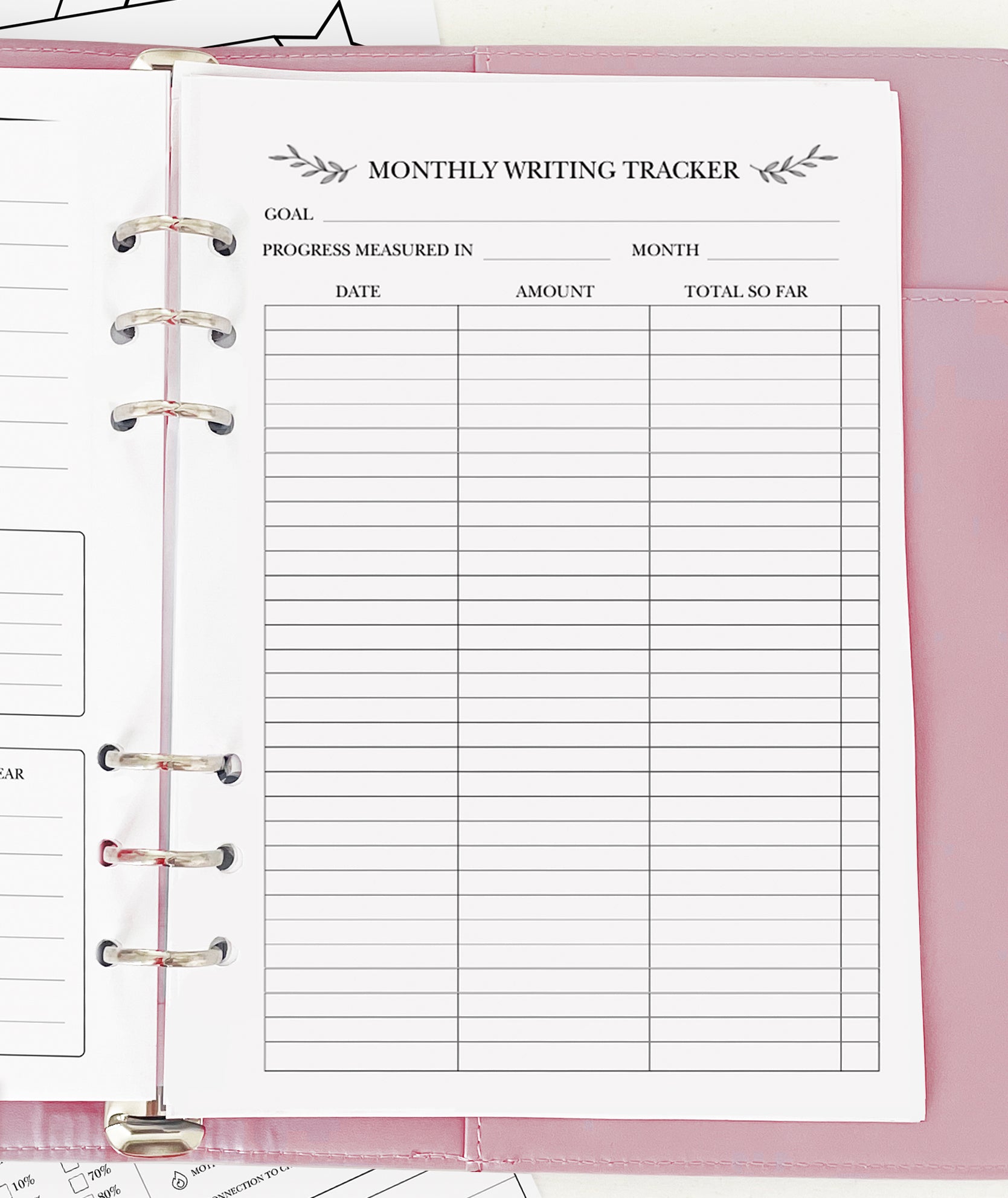 Monthly Writing Tracker - Planner Insert