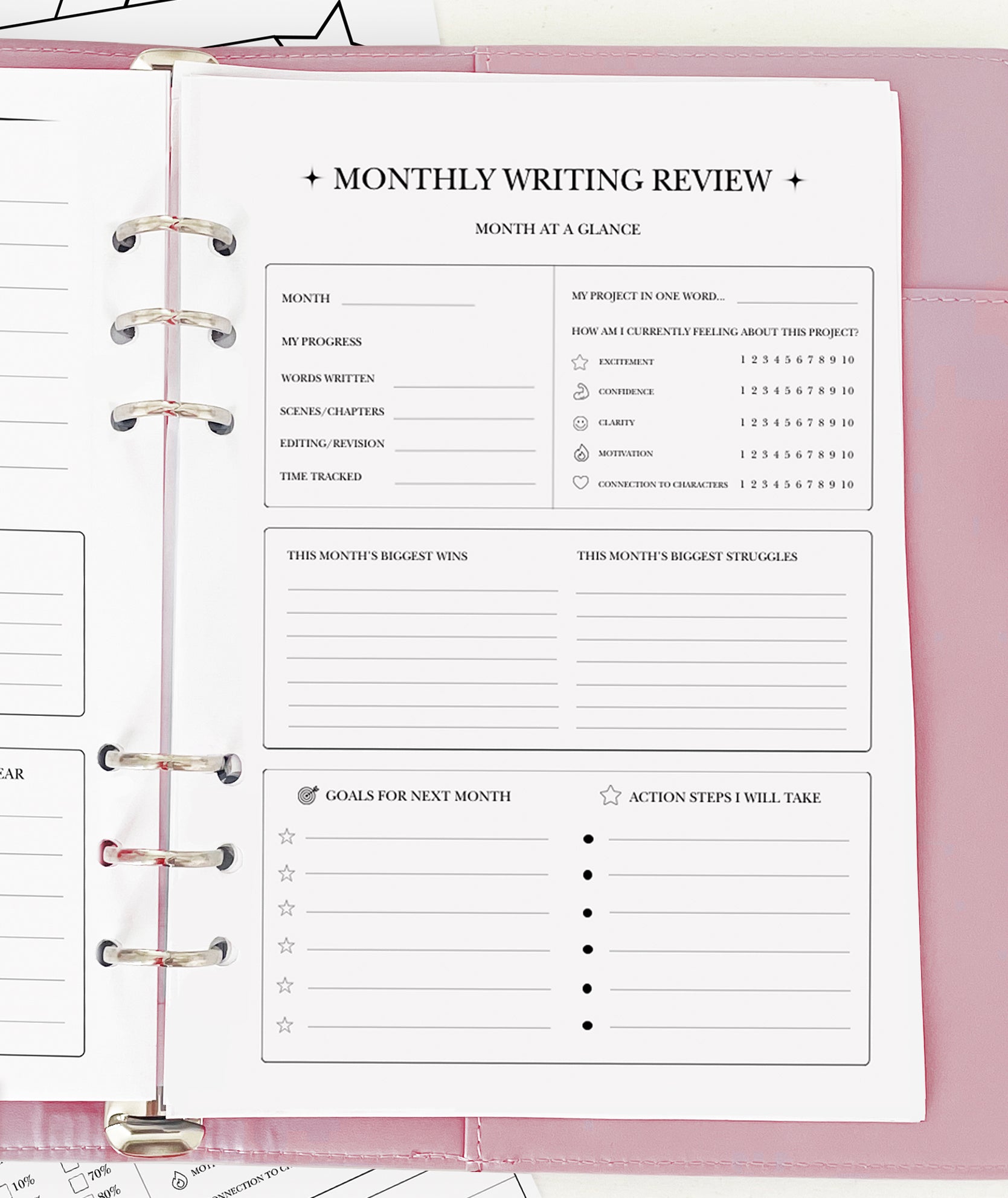 Monthly Writing Review - Planner Insert
