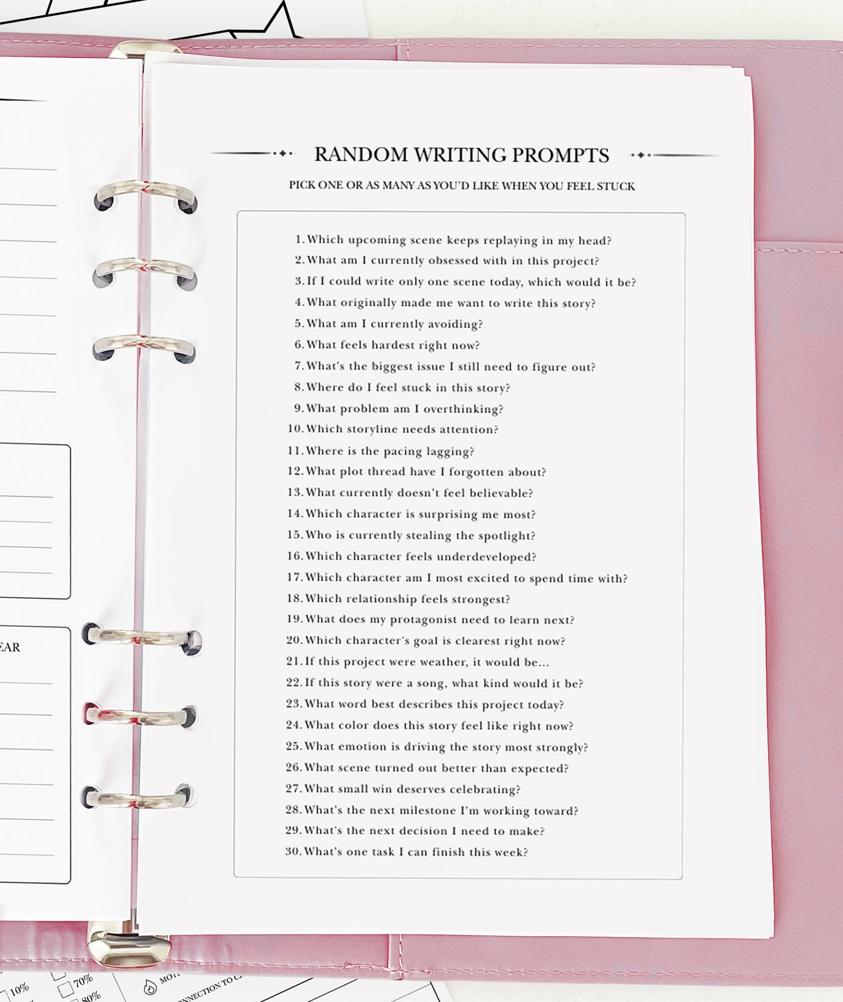 Random Writing Prompts - Planner Insert