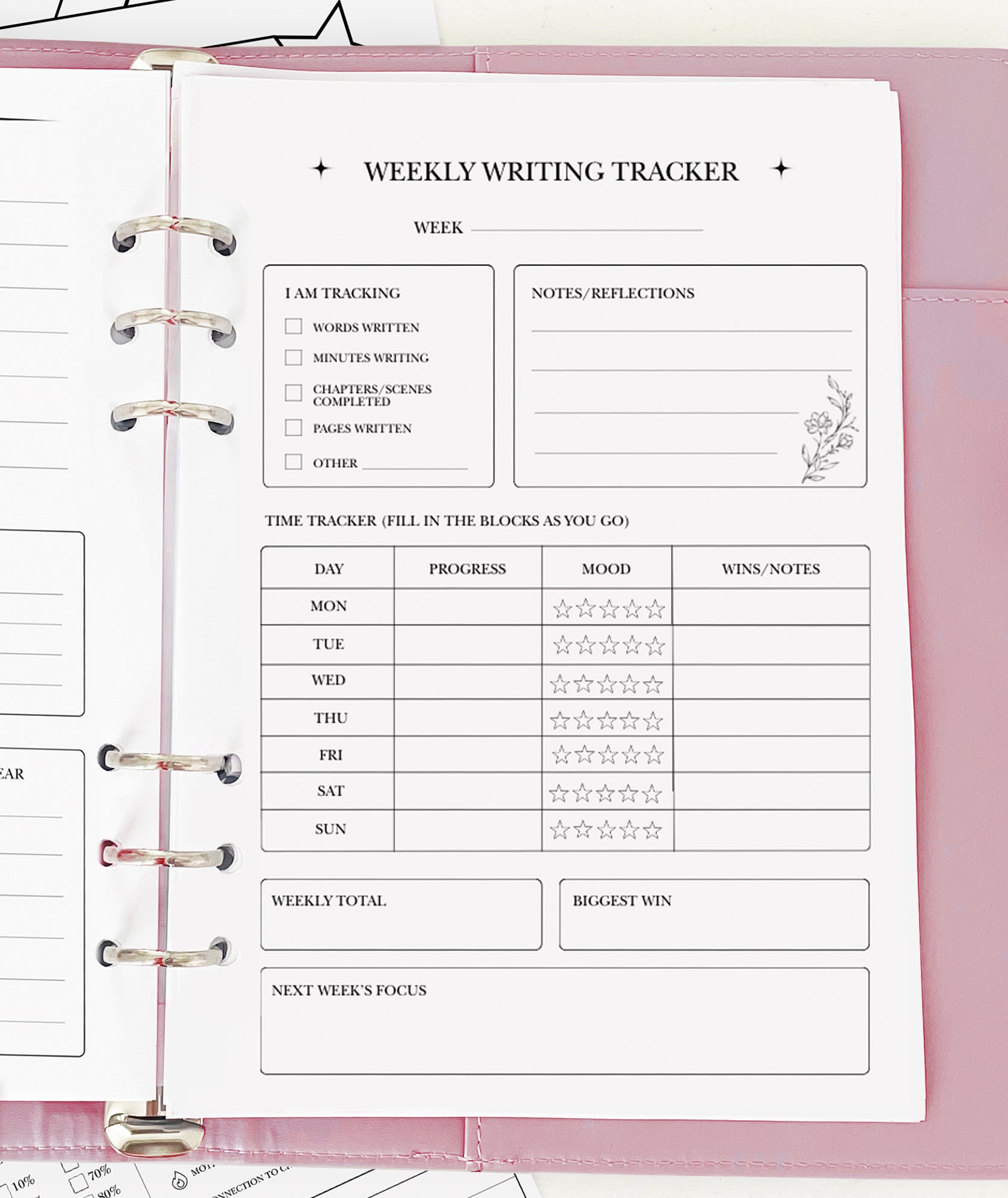 Weekly Writing Tracker - Planner Insert
