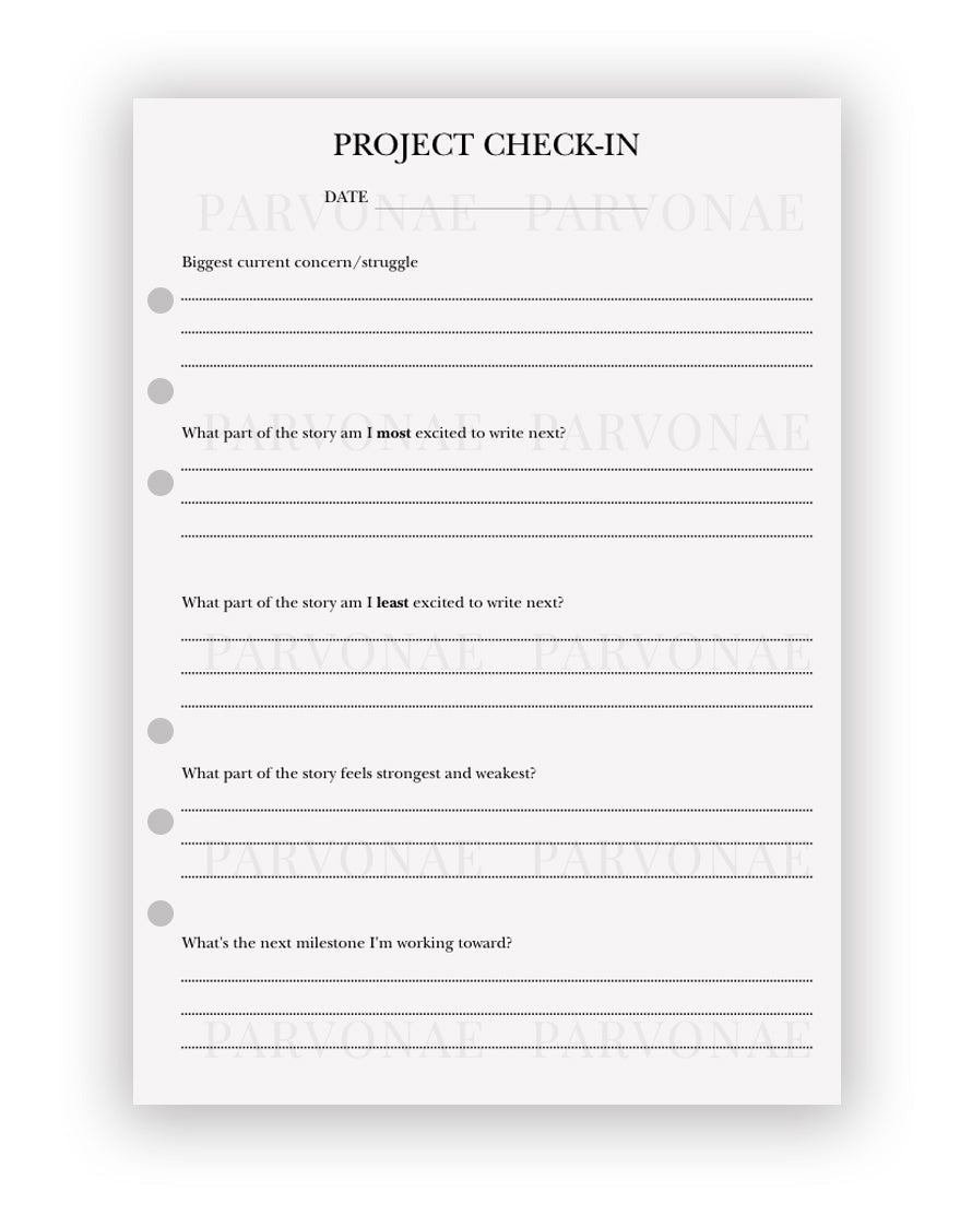 Project Check In - Planner Insert