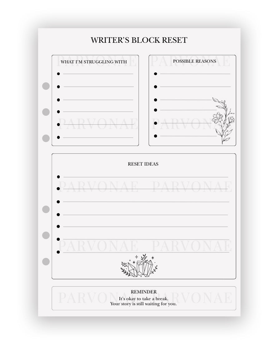 Writer's Block Reset - Planner Insert